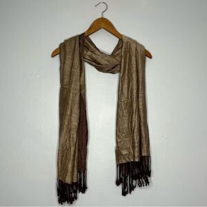 Brown Pashmina Fringe Scarf H